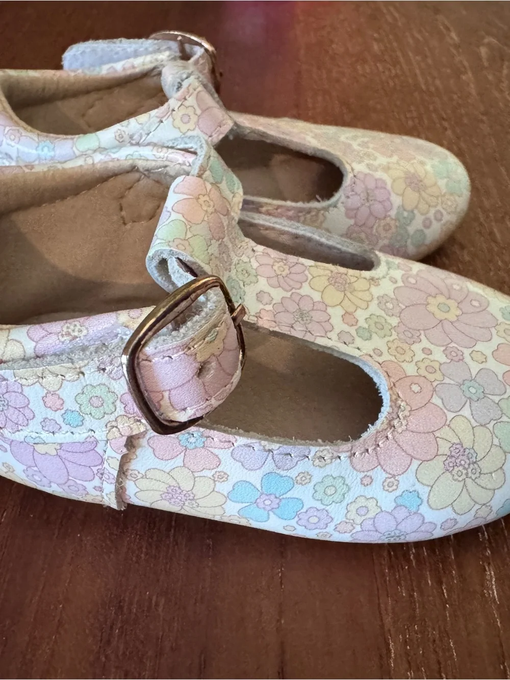Girlhood Pastel Floral T-Strap Dress Shoes for Kids - Pink/Blue/Yellow